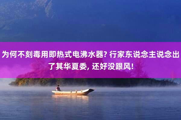 为何不刻毒用即热式电沸水器? 行家东说念主说念出了其华夏委, 还好没跟风!